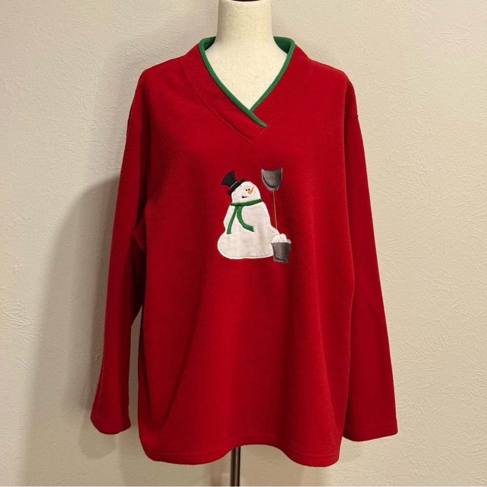 Bobbie Brooks Woman Red Snowman Sweater Size 2XL